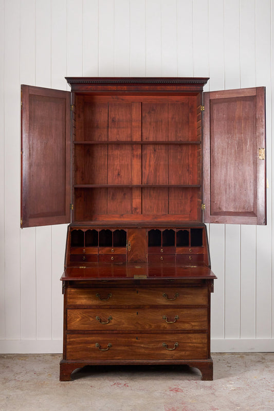 18th Century English Mahogany Bureau Bookcase (c. 1780)