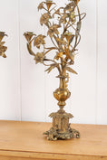 Load image into Gallery viewer, PAIR of 19th Century French Bronze Floral Toile 5-Candle Candelabras
