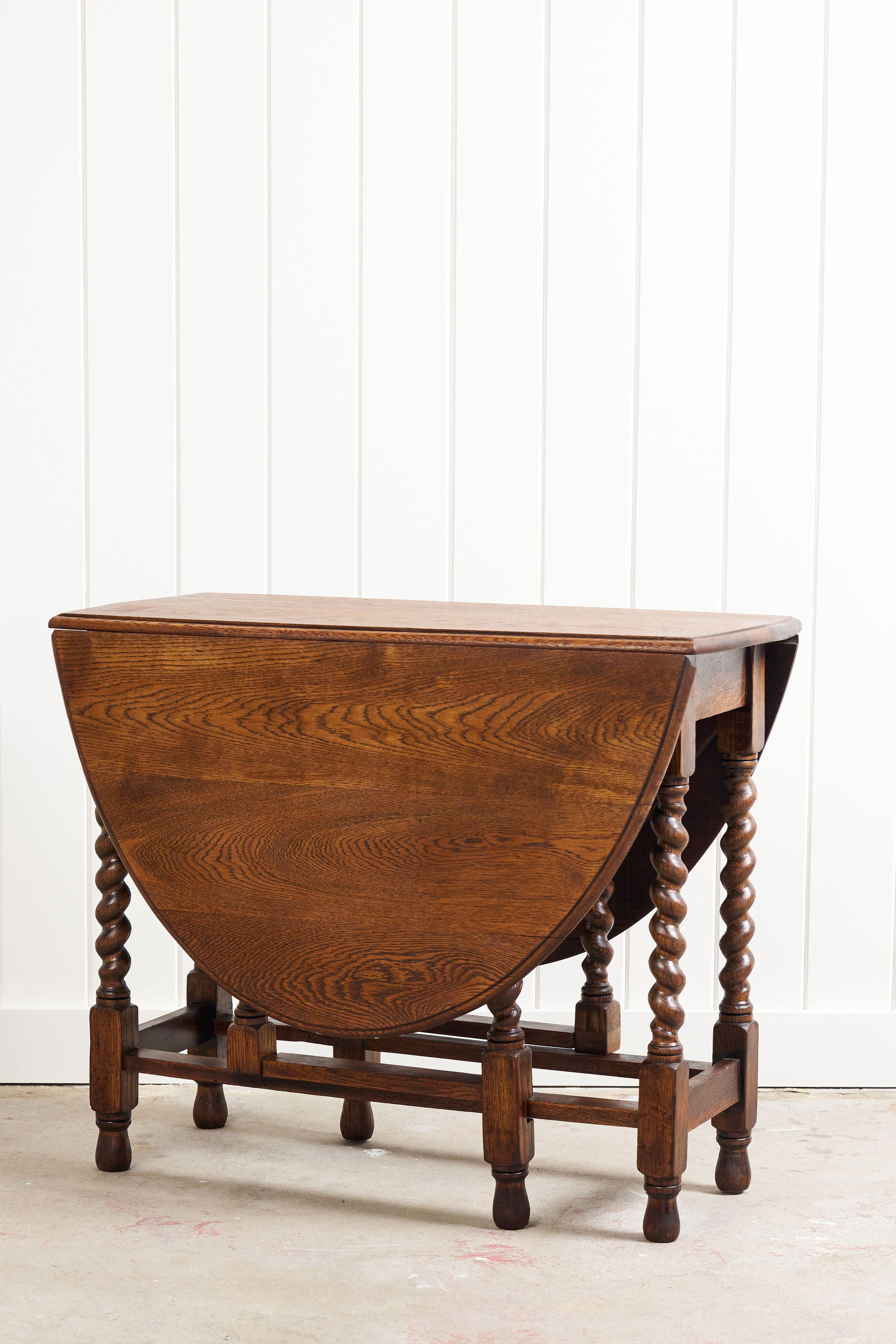 Barley Twist Oak Drop-Leaf Oval Table