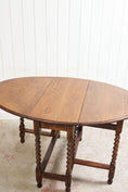 Load image into Gallery viewer, Barley Twist Oak Drop-Leaf Oval Table
