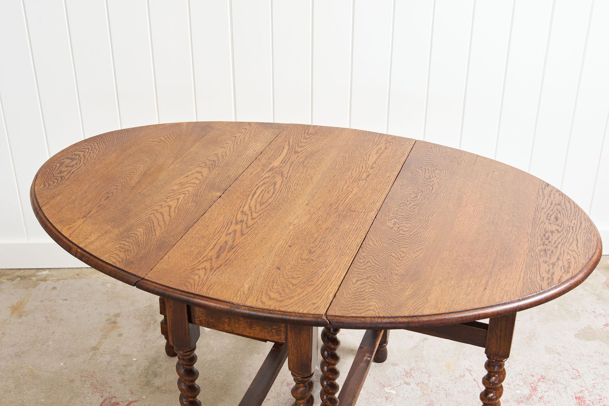 Barley Twist Oak Drop-Leaf Oval Table