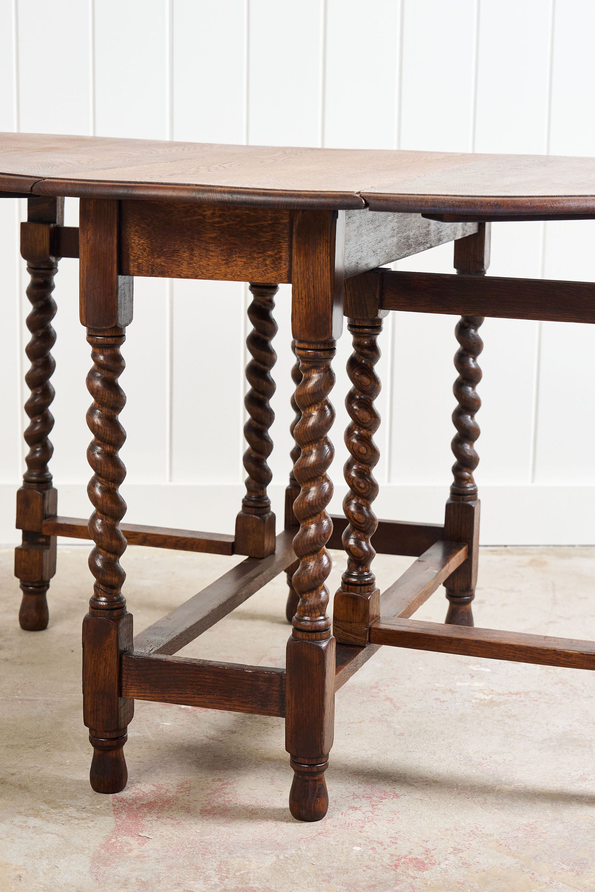 Barley Twist Oak Drop-Leaf Oval Table