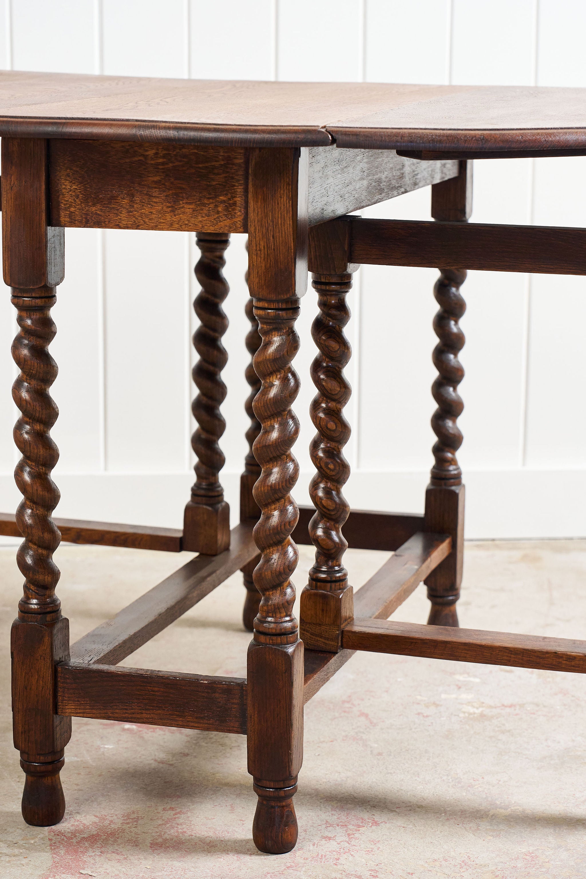 Barley Twist Oak Drop-Leaf Oval Table