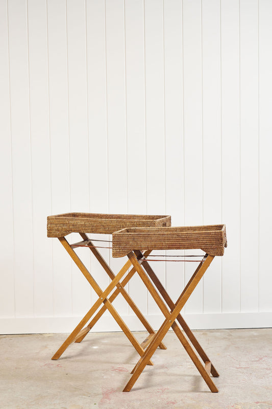 Woven Cane Butler’s Tray / Occasional Table (SHORTER)