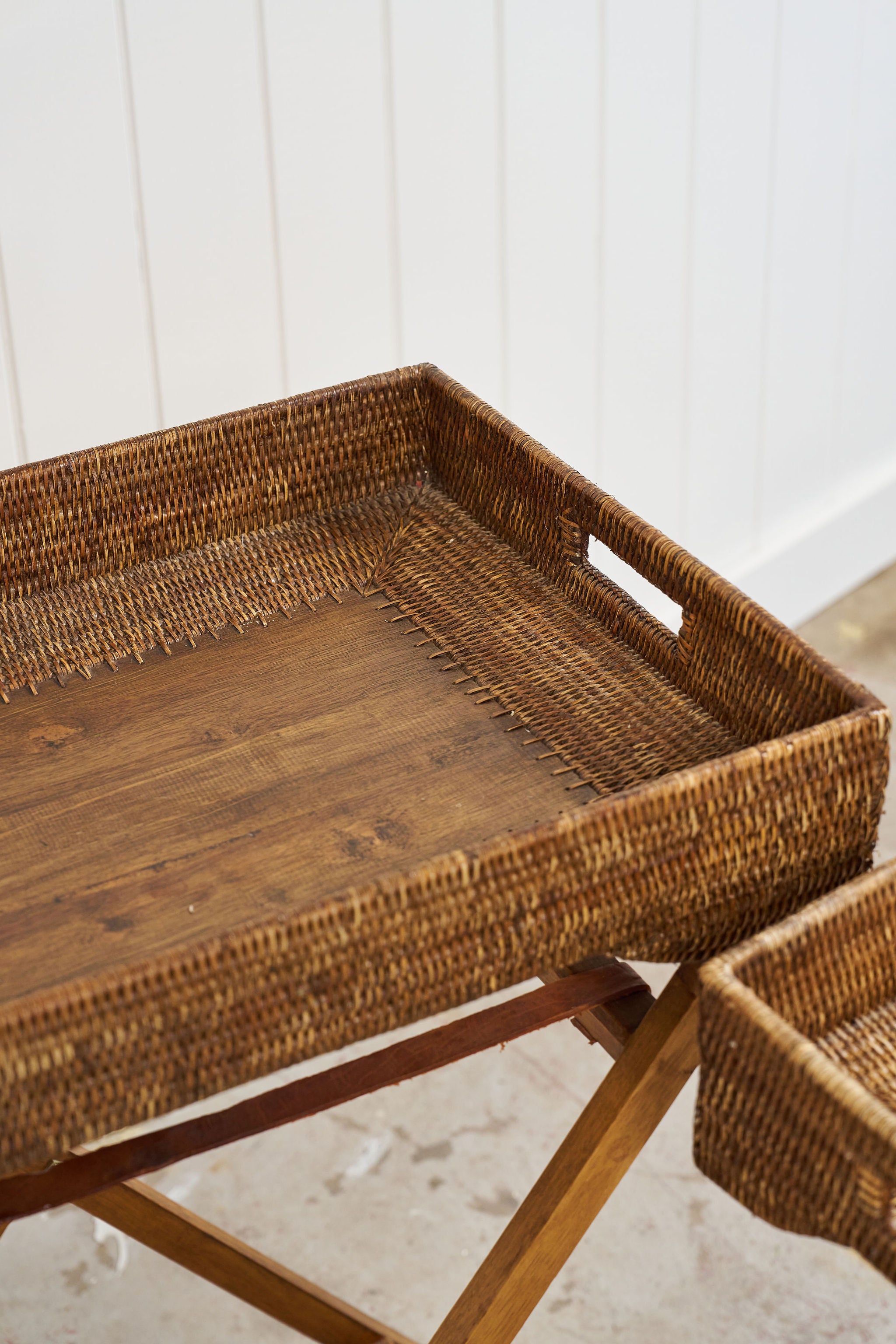 Woven Cane Butler’s Tray / Occasional Table (SHORTER)