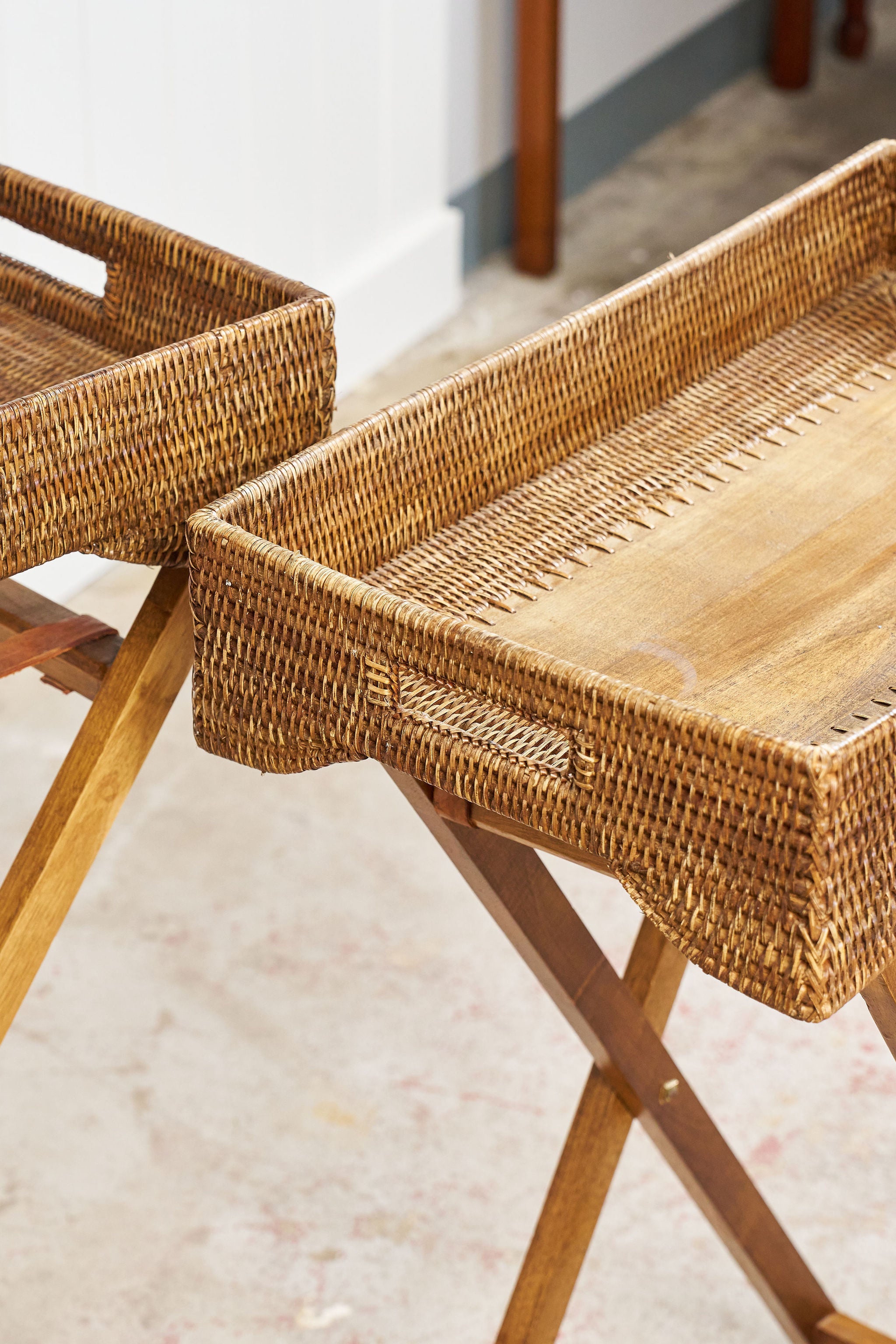 Woven Cane Butler’s Tray / Occasional Table (SHORTER)