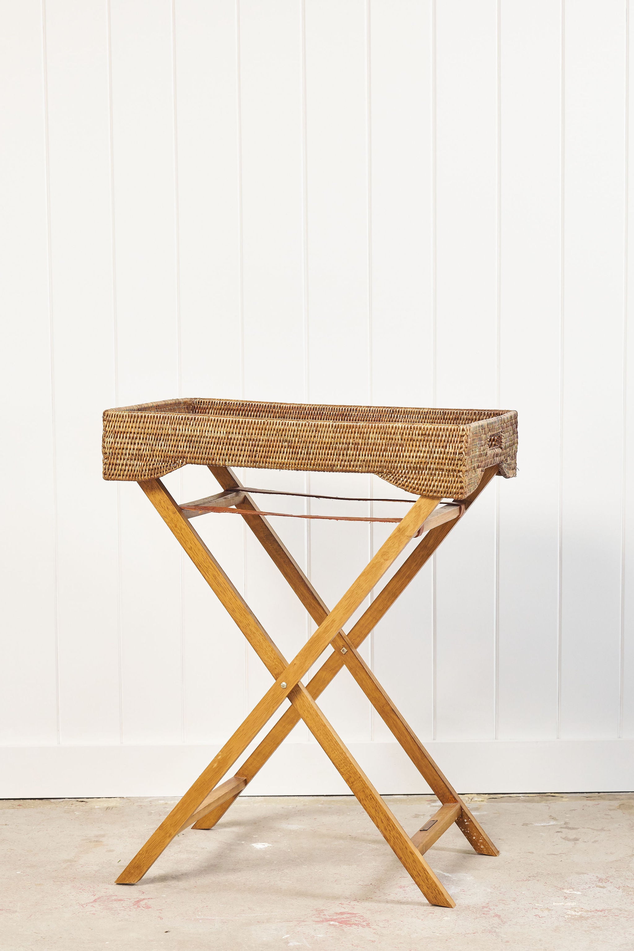 Woven Cane Butler’s Tray / Occasional Table (SHORTER)