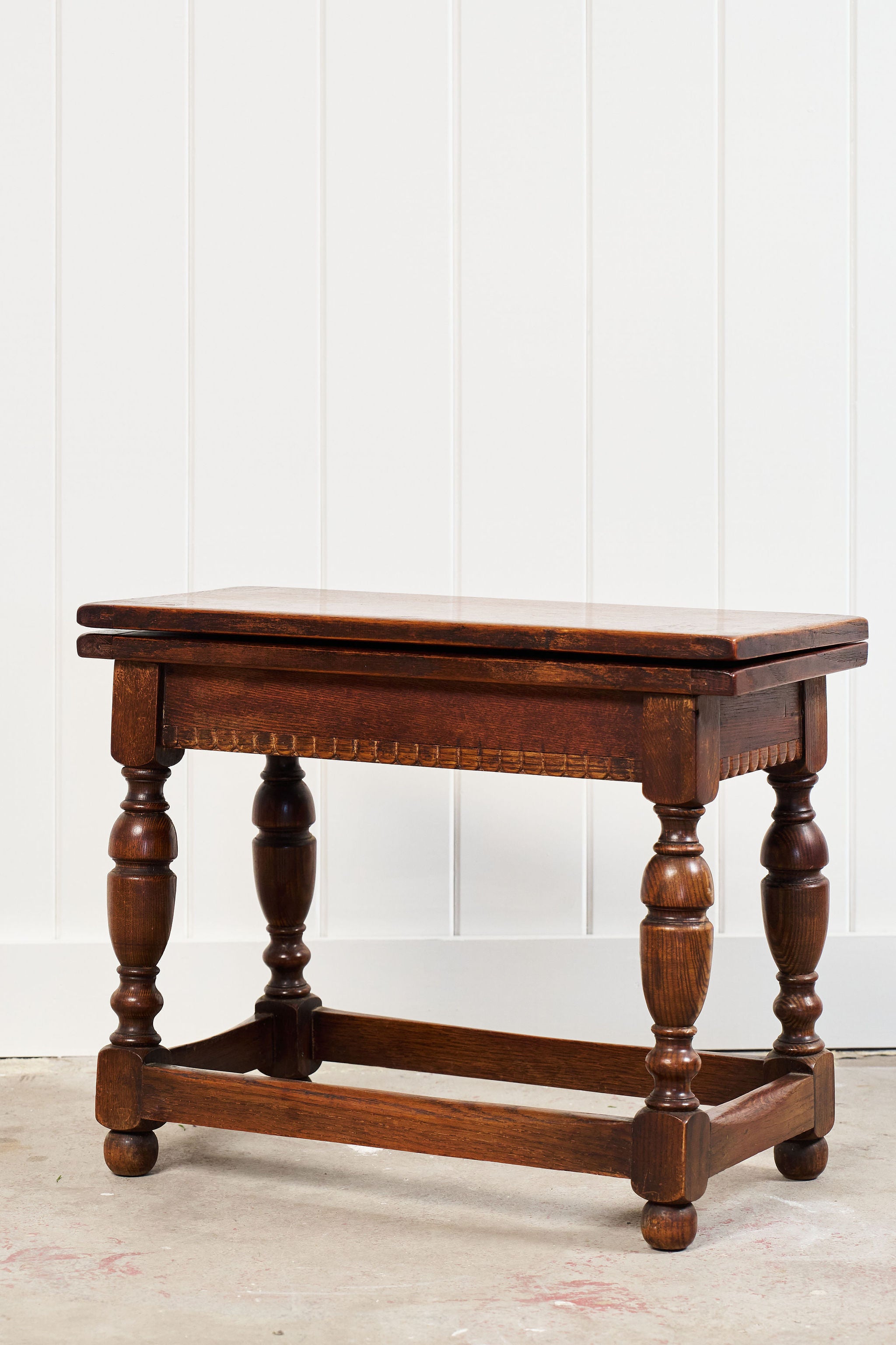 Small Oak English Stool with Flip-Top Table