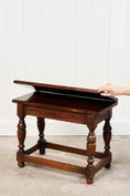 Load image into Gallery viewer, Small Oak English Stool with Flip-Top Table
