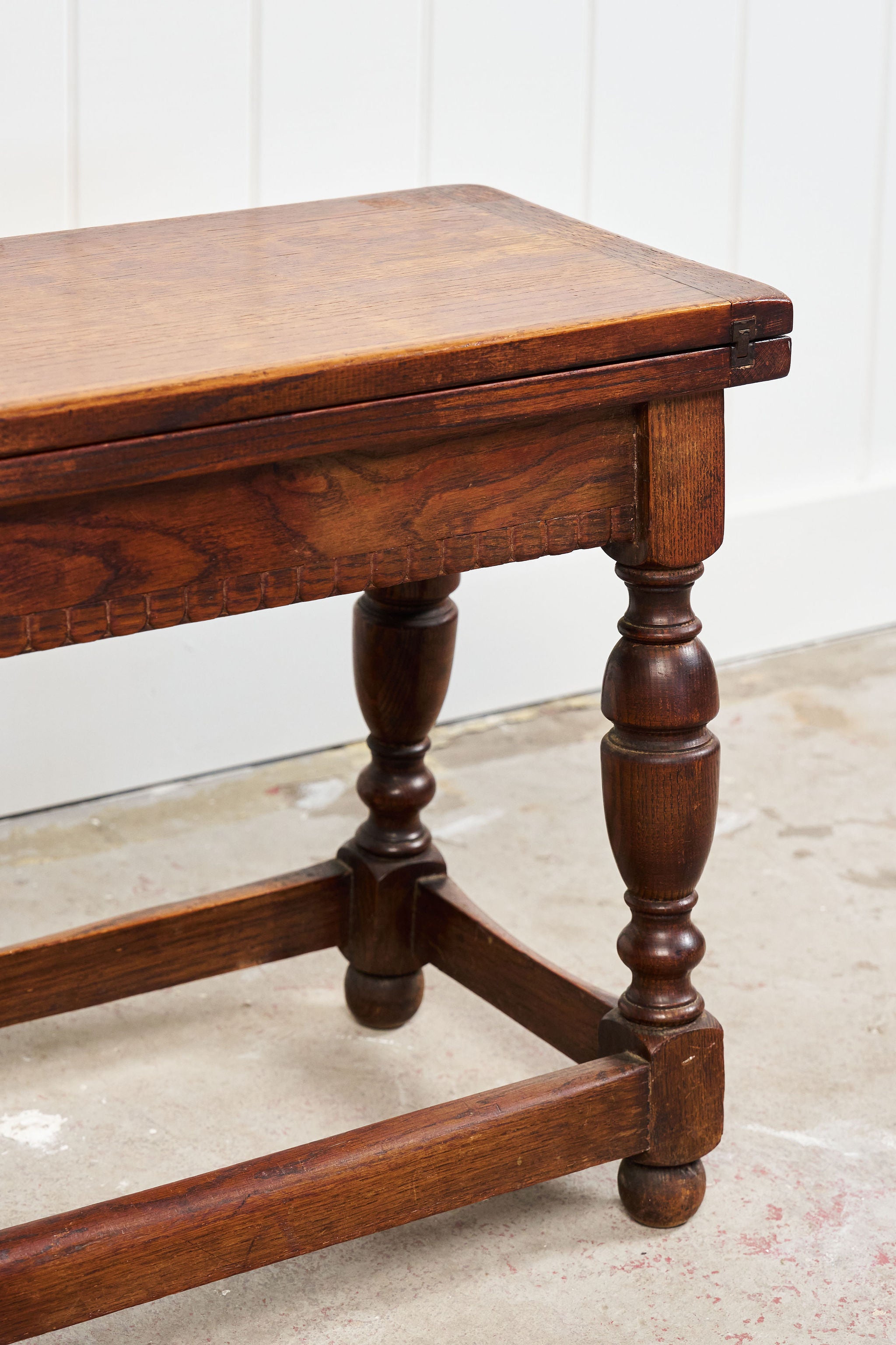 Small Oak English Stool with Flip-Top Table