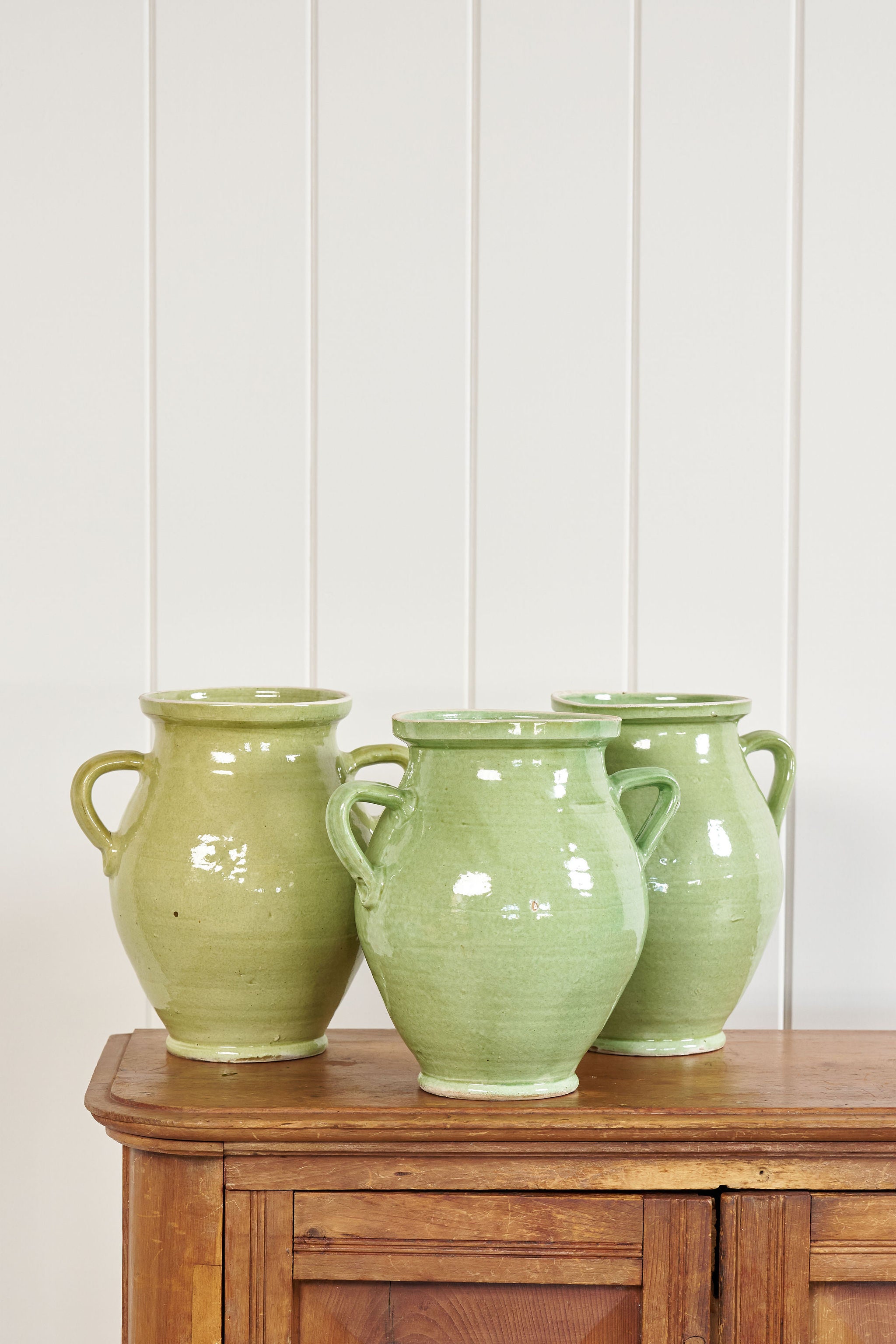 Large Antique Light Green Glazed Confit Jar