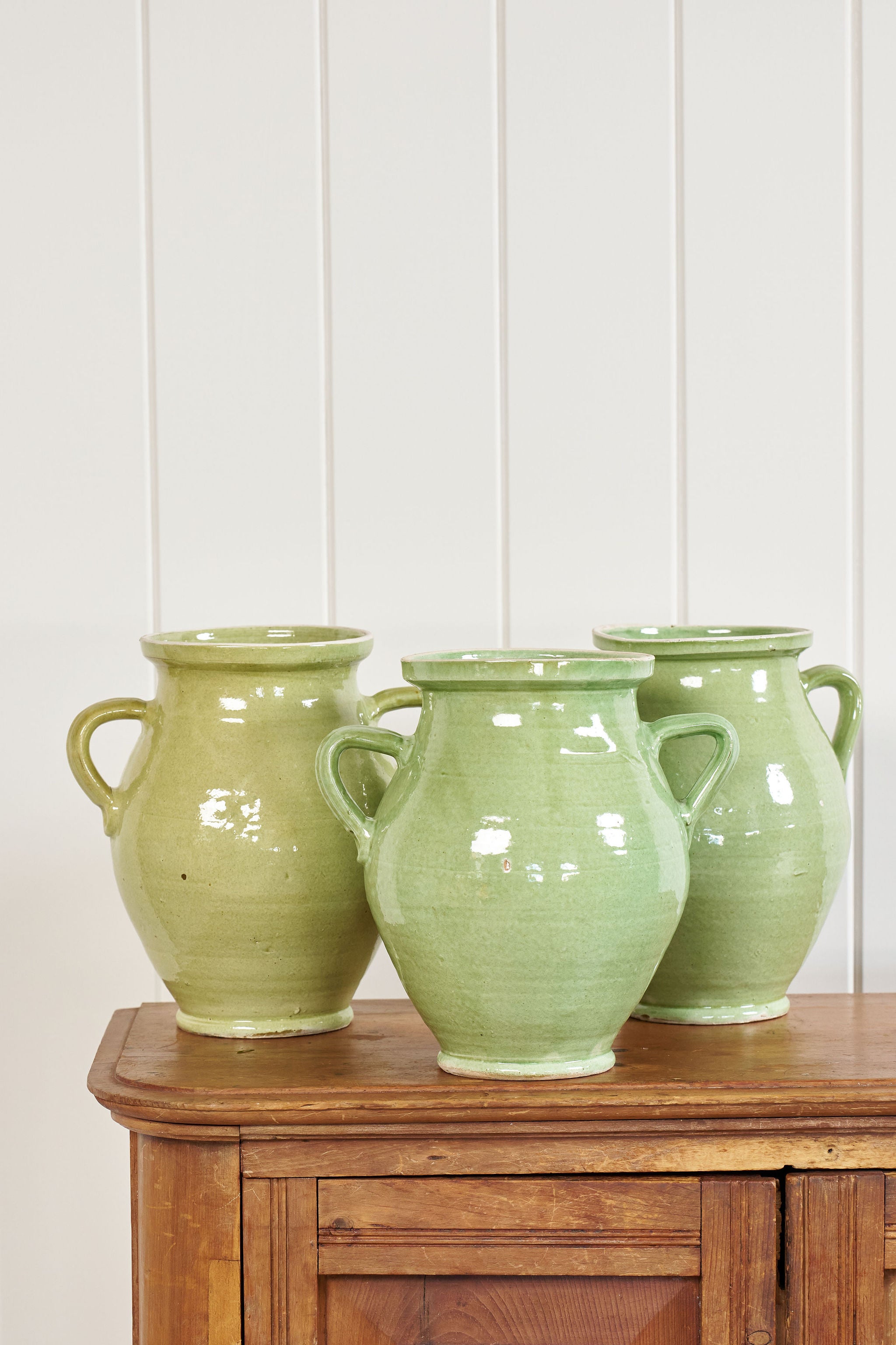 Large Antique Light Green Glazed Confit Jar