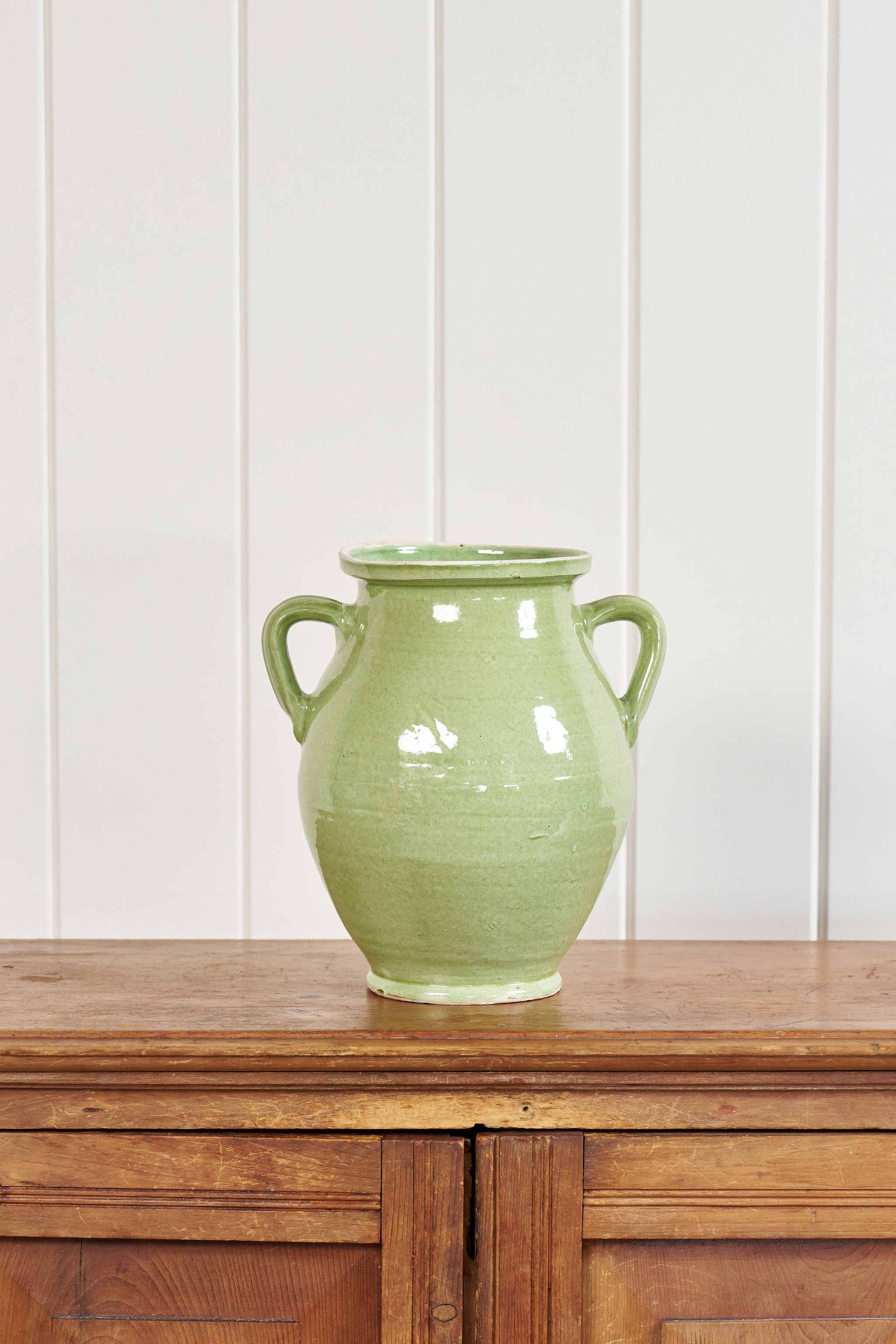 Large Antique Light Green Glazed Confit Jar