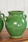 Load image into Gallery viewer, Large Antique Rich Green Glazed Confit Jar
