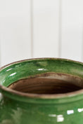 Load image into Gallery viewer, Large Antique Rich Green Glazed Confit Jar
