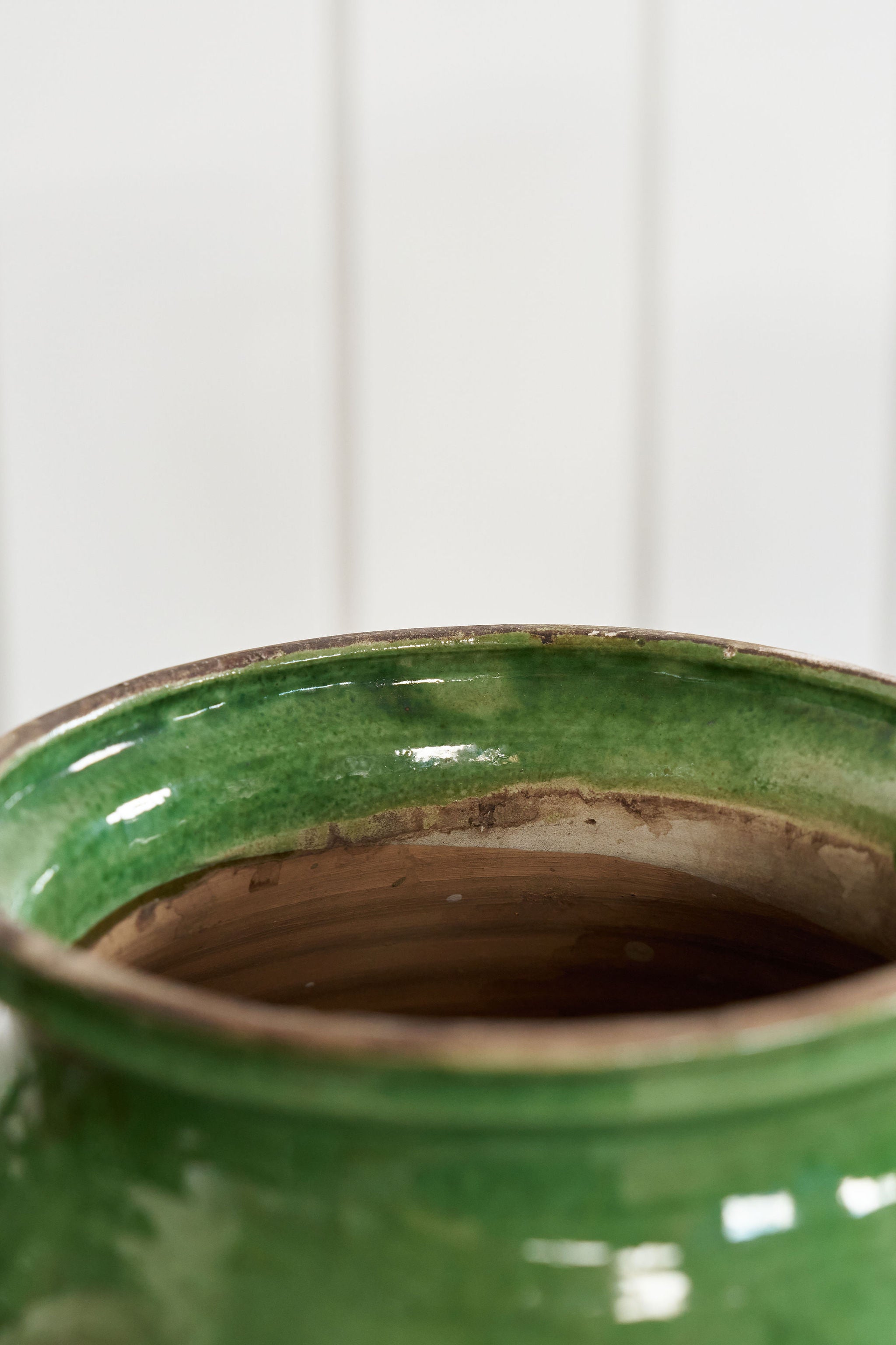 Large Antique Rich Green Glazed Confit Jar