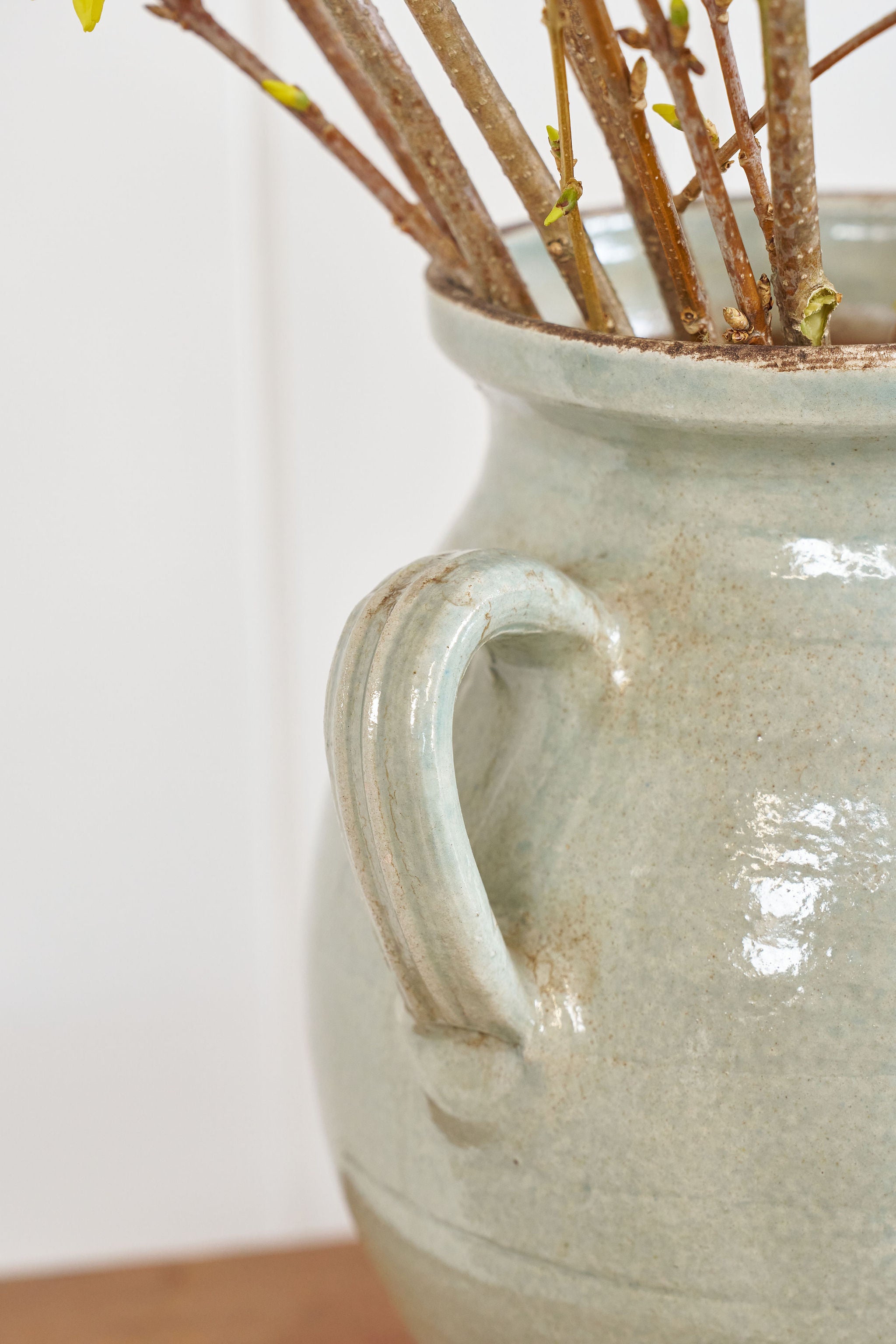 Large Antique Pale Blue Glazed Confit Jar