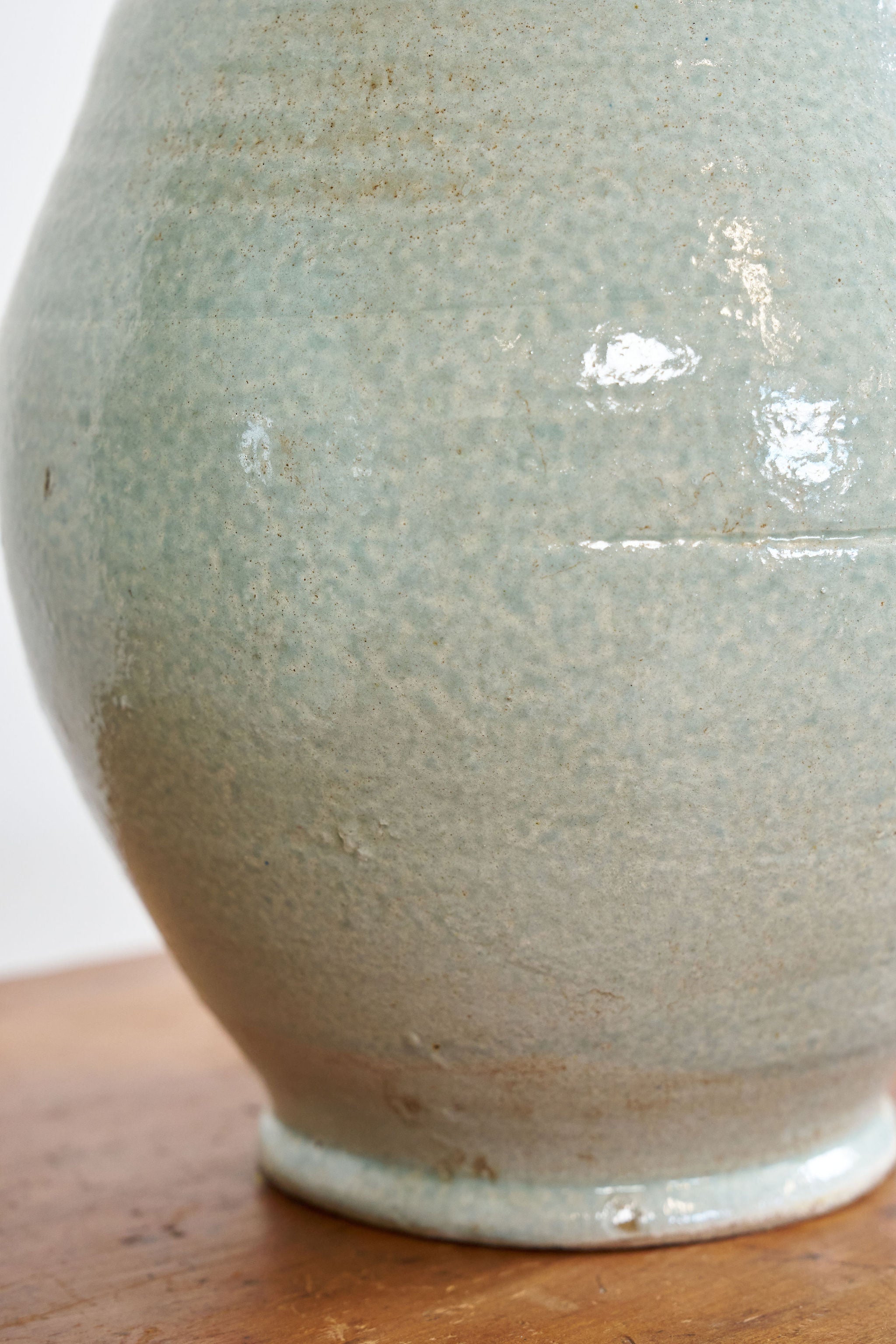 Large Antique Pale Blue Glazed Confit Jar