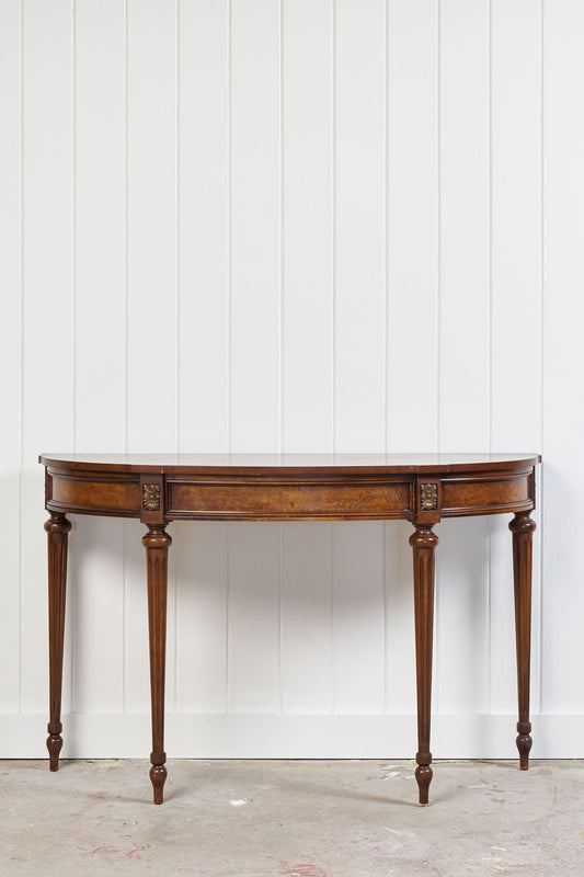 Vintage French Style Demilune Console with Fluted Legs