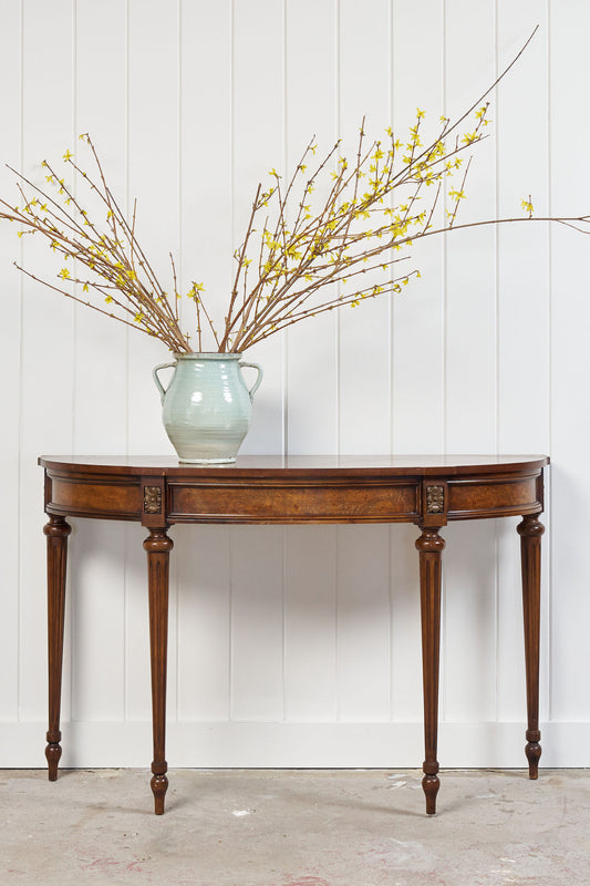 Vintage French Style Demilune Console with Fluted Legs