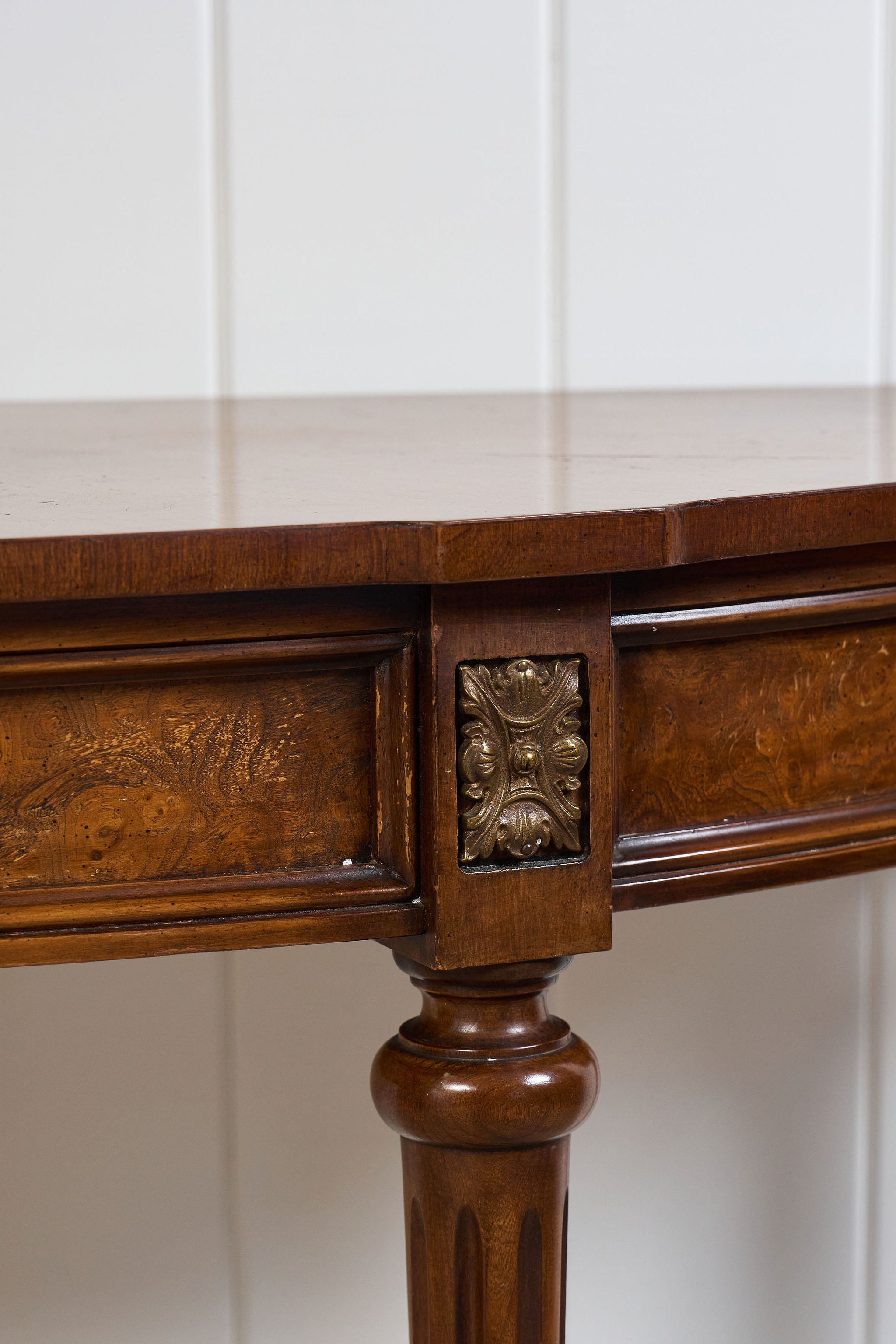 Vintage French Style Demilune Console with Fluted Legs