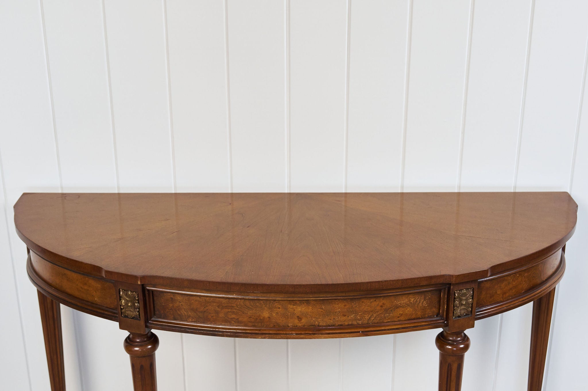 Vintage French Style Demilune Console with Fluted Legs