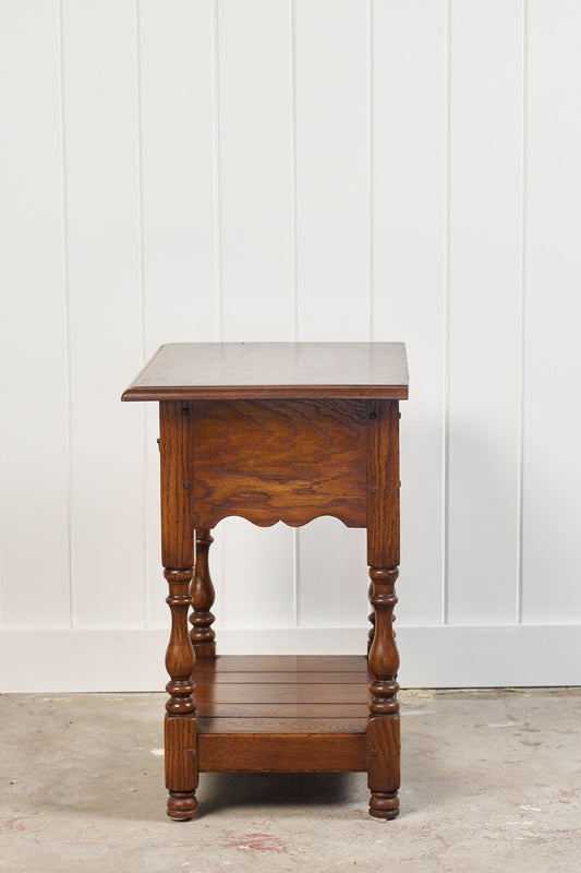 Yorkshire Two-Tier Oak Side Table with Scalloped Apron