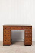 Load image into Gallery viewer, Petite 19th Century Oak Desk With Green Leather Top

