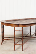 Load image into Gallery viewer, Vintage Maitland-Smith Large Tray Top Coffee Table | Faux Bamboo, Rattan + Leather
