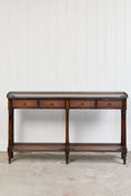 Load image into Gallery viewer, Theodore Alexander Louis XVI Style Console with Bronze Galleries and Leather Top
