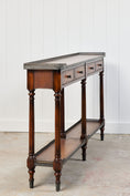 Load image into Gallery viewer, Theodore Alexander Louis XVI Style Console with Bronze Galleries and Leather Top
