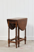 Load image into Gallery viewer, Small Oak Drop-Leaf Gate Leg Barley Twist Side Table

