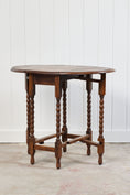 Load image into Gallery viewer, Small Oak Drop-Leaf Gate Leg Barley Twist Side Table
