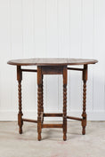 Load image into Gallery viewer, Small Oak Drop-Leaf Gate Leg Barley Twist Side Table
