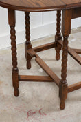Load image into Gallery viewer, Small Oak Drop-Leaf Gate Leg Barley Twist Side Table
