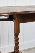 Load image into Gallery viewer, Small Oak Drop-Leaf Gate Leg Barley Twist Side Table

