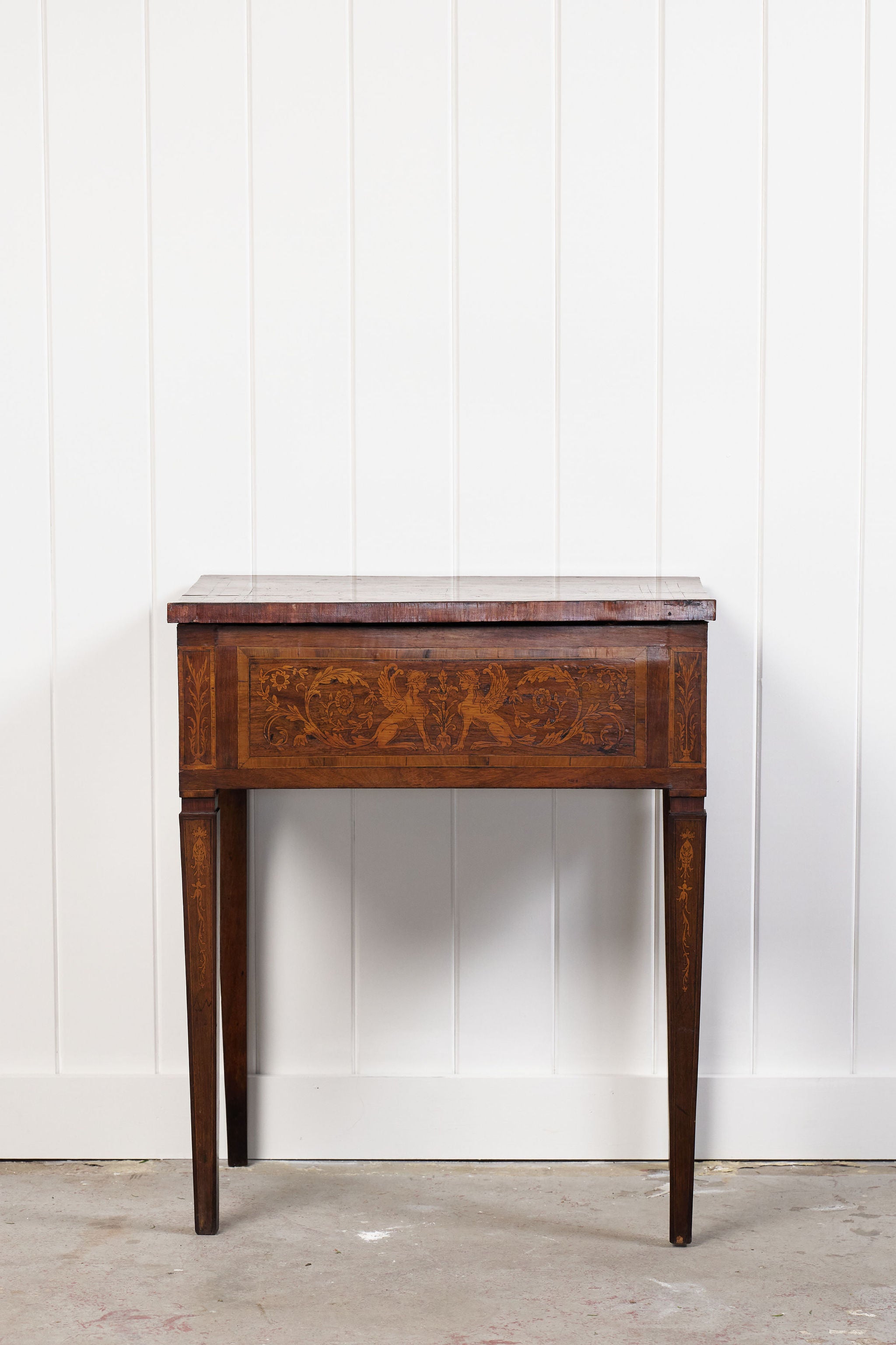 Italian Neoclassical Marquetry Inlaid Mahogany Console or Side Table