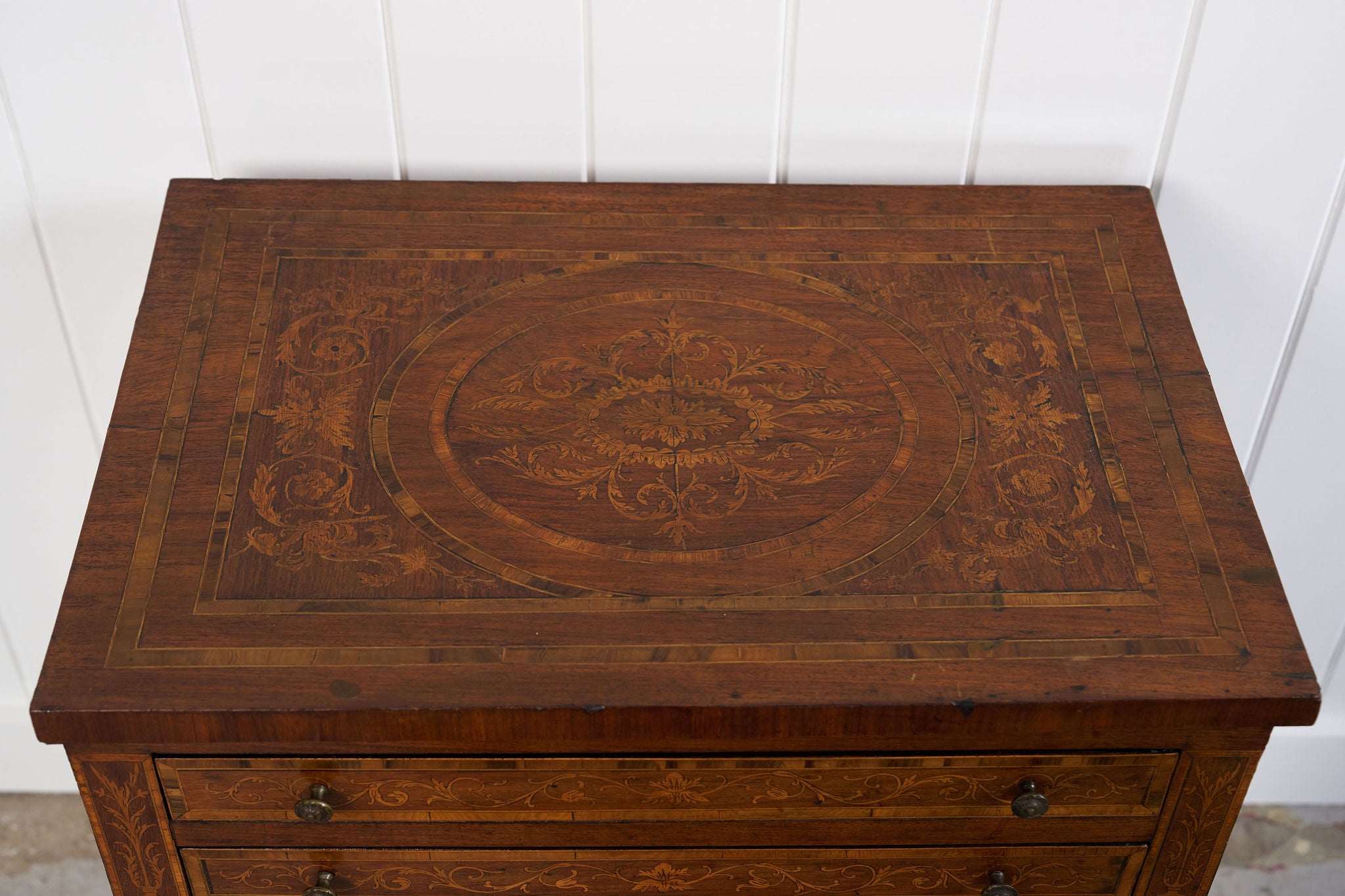 Italian Neoclassical Marquetry Inlaid Mahogany Console or Side Table