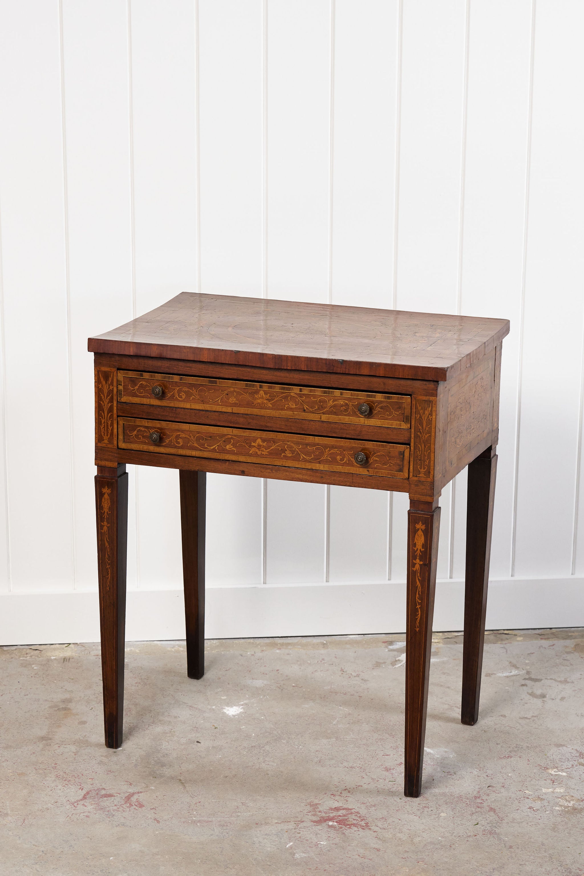 Italian Neoclassical Marquetry Inlaid Mahogany Console or Side Table