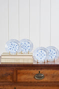 Load image into Gallery viewer, SET of 4 Antique Reticulated Hand Painted Blue + White Plates
