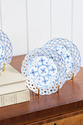 Load image into Gallery viewer, SET of 4 Antique Reticulated Hand Painted Blue + White Plates
