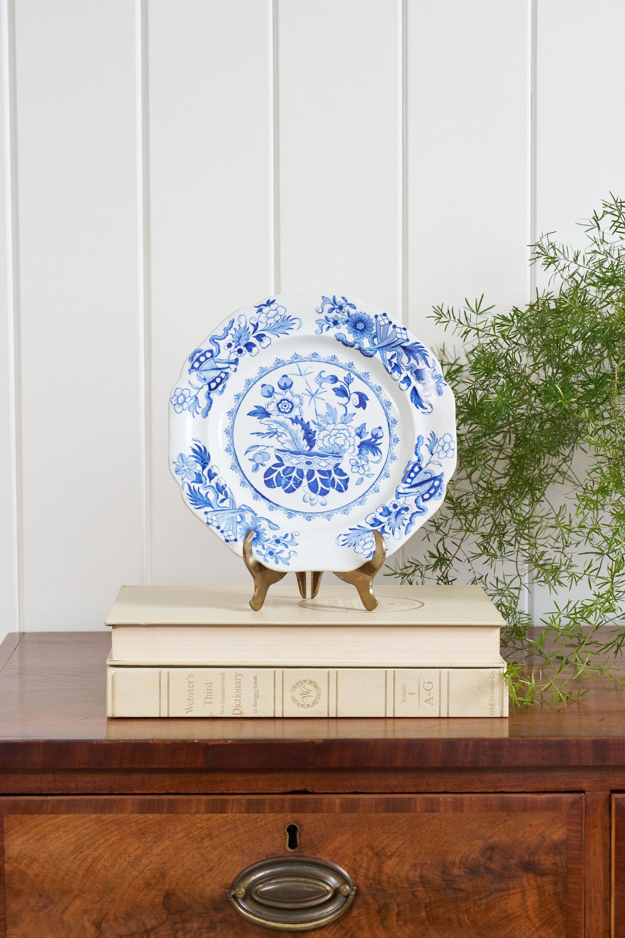 Antique Ironstone China ‘Ferns Needle + Thread’ Plate