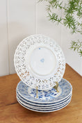 Load image into Gallery viewer, SET of 6 Meissen Teichert Reticulated Meissen Blue Onion Plates (c. 1883)
