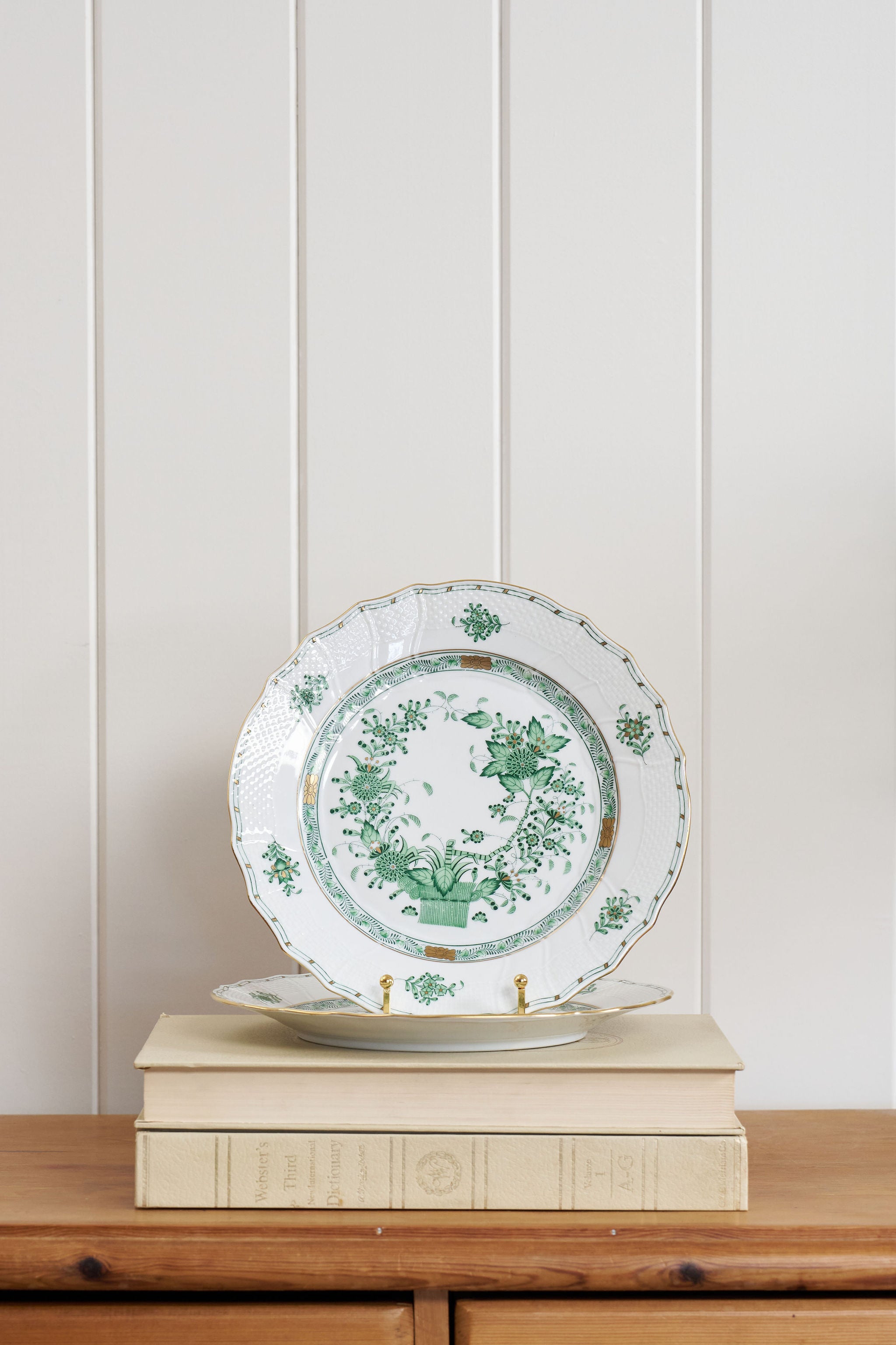 Herend Green Indian Basket 10.25” Dinner Plate
