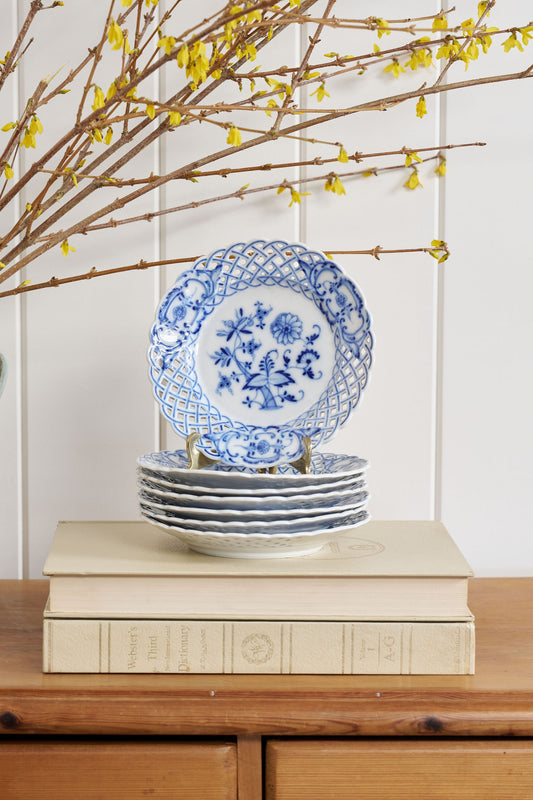 Meissen Teichert Reticulated Blue Onion Plate (c. 1880)