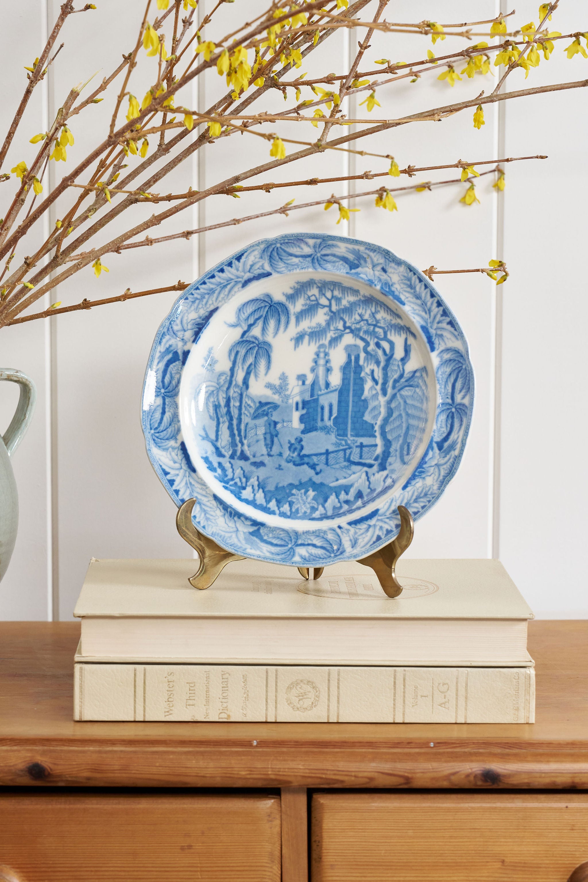 Davenport Blue Transfer ‘ Chinoiserie Ruins’ Pale Blue Plate (c. 1825)