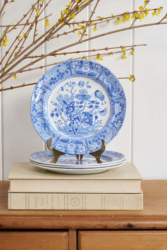 SET of 4 | Spode Blue + White India Plates (c. 1784)