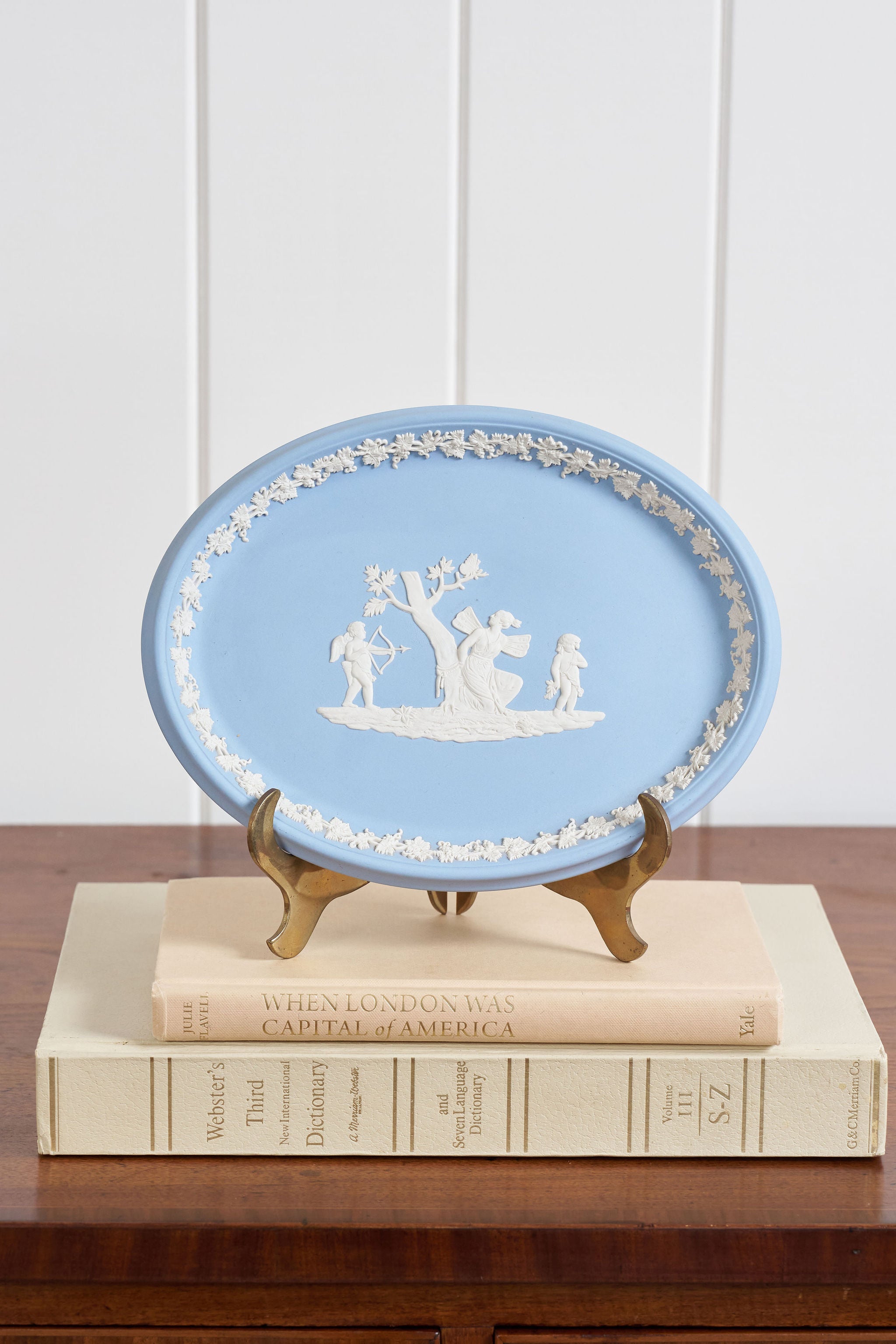 Vintage Wedgwood Blue Jasperware Oval Plaque / Large Dish