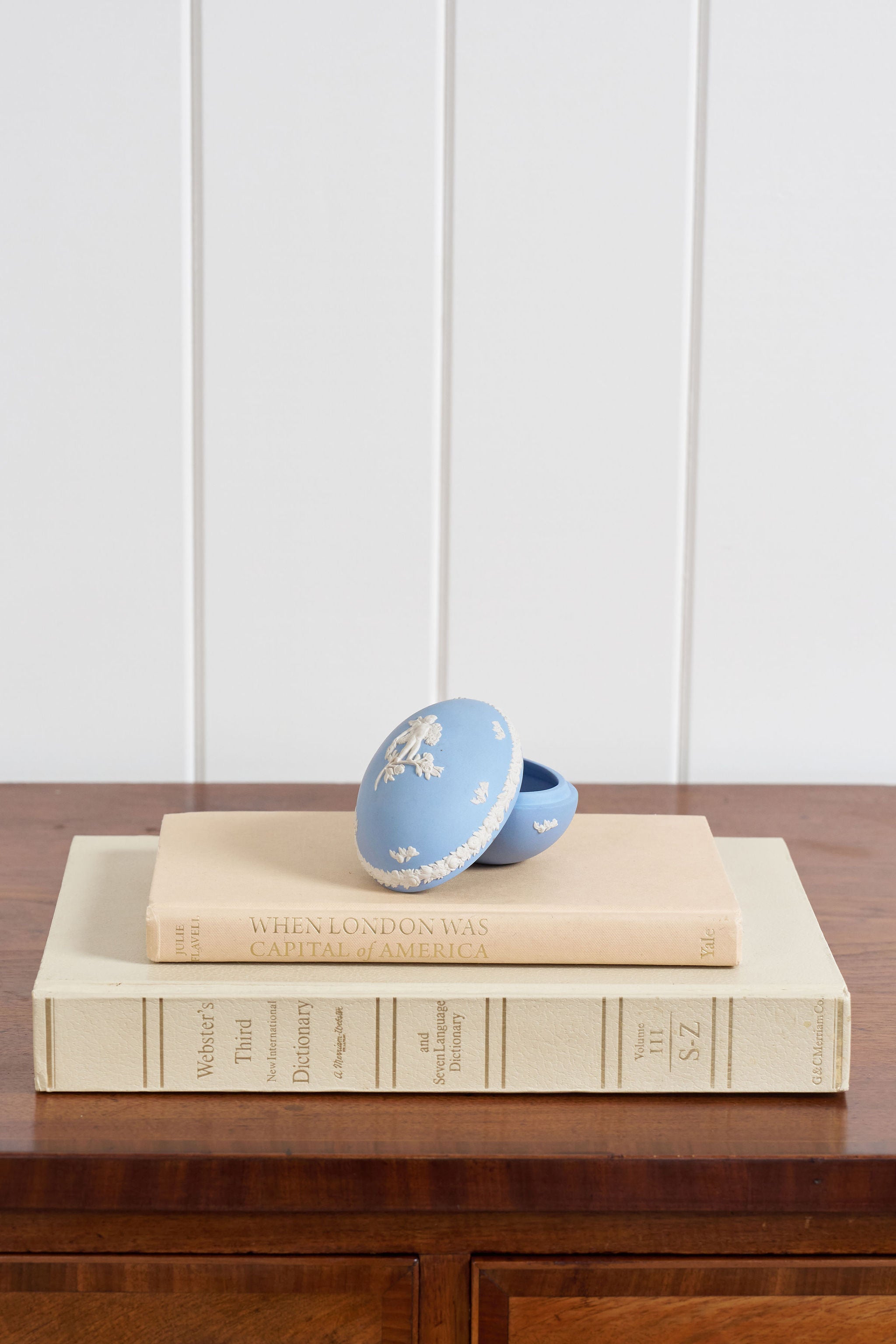 Wedgwood Blue Jasperware Cherub Egg Trinket Box
