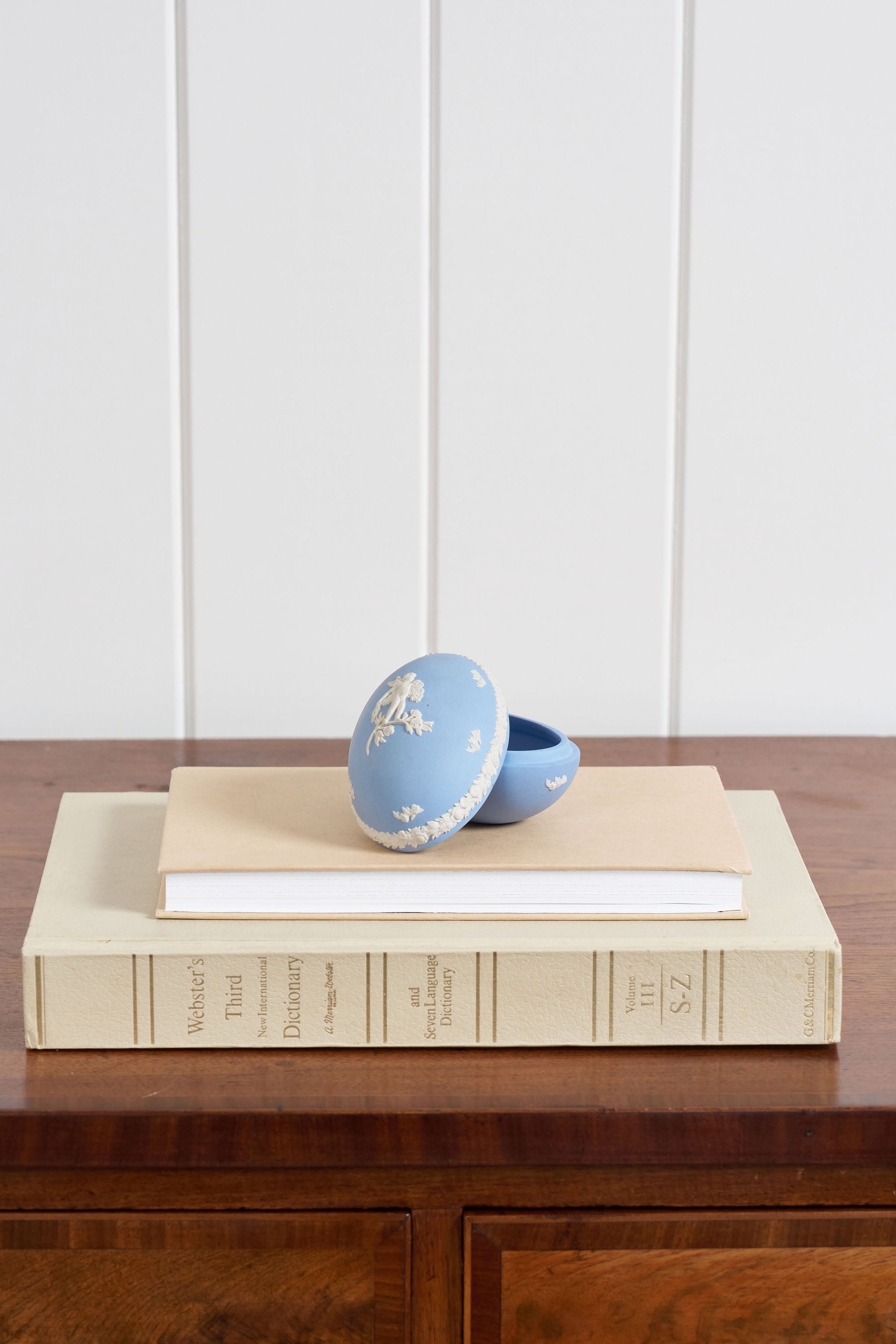 Wedgwood Blue Jasperware Cherub Egg Trinket Box